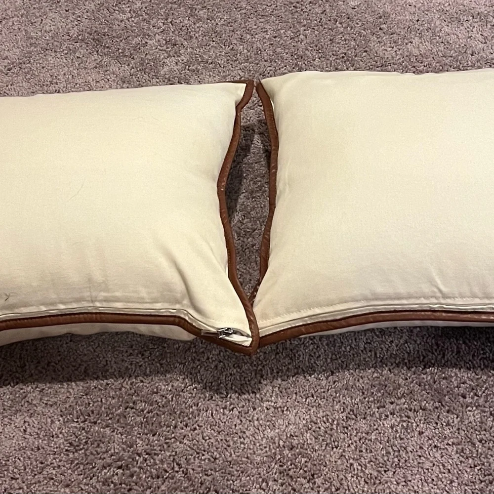 Polo Ralph Lauren 2 Equestrian cotton cowhide leather Throw Pillow Covers 18x18